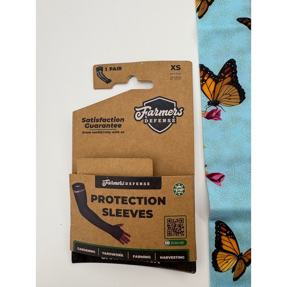 Farmers Defense Protection Sleeves XS Blue Monarch Butterfly UPF50 Gardening Arm